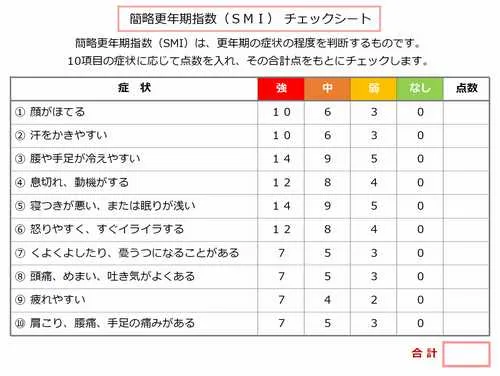 簡略更年期指数（SMI）